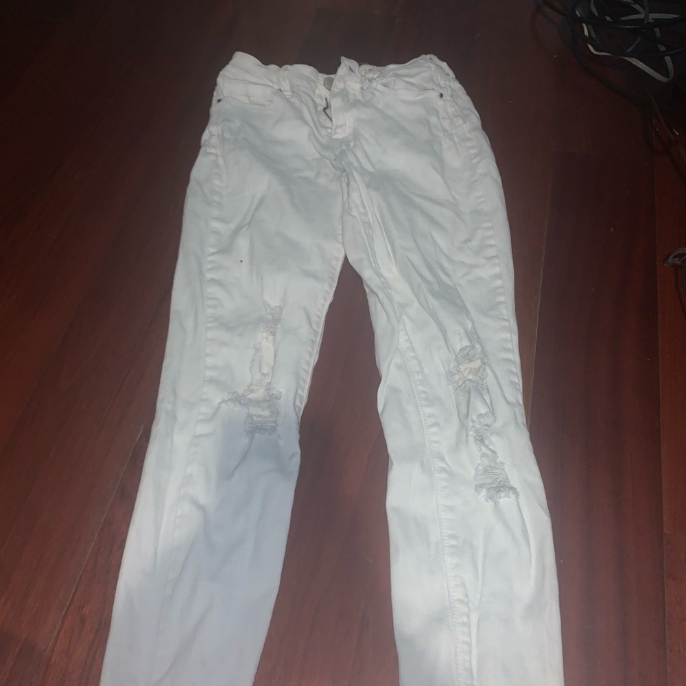 White ripped jeans
